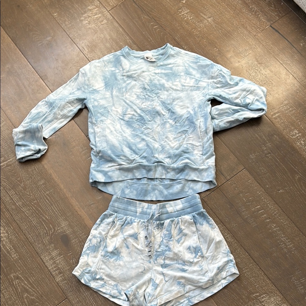 HOST PICK!! Blue Tie-Dye sweatshirt and shorts set. - Picture 1 of 6